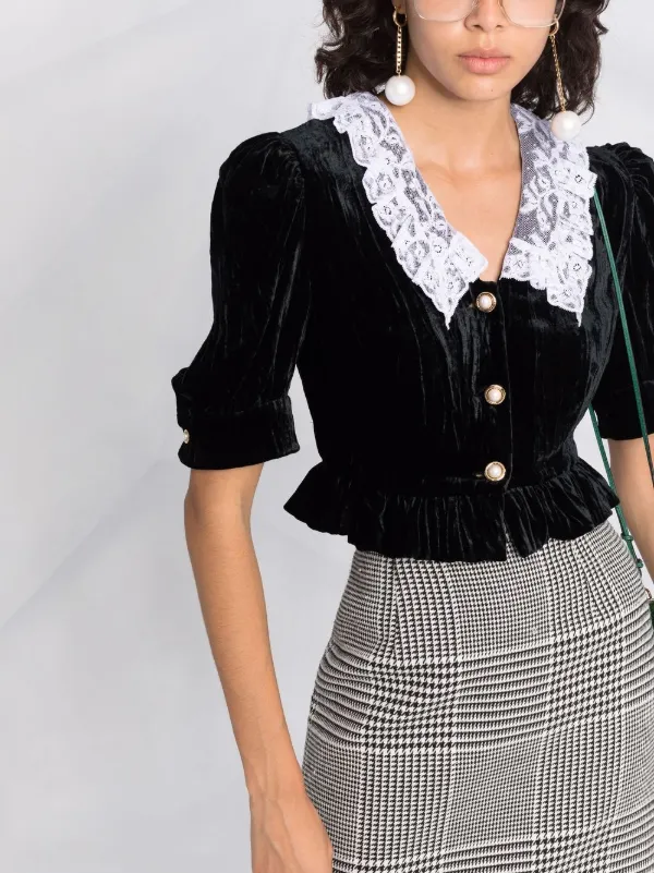 Miu Miu Velvet lace-collar Blouse - Farfetch