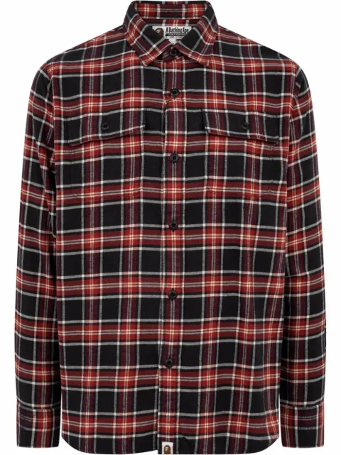 A BATHING APE® - Shark flannel check shirt