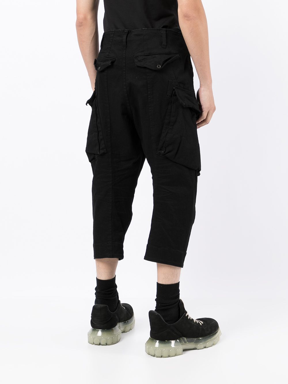 Shop Julius Cargo Denim Trousers In Black