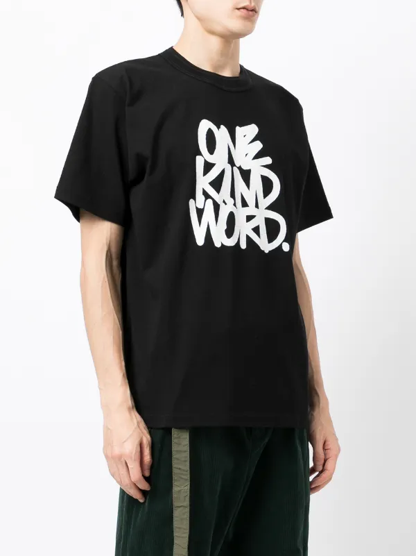 sacai tシャツ Sacai slogan-print T-shirt | Black | FARFETCH