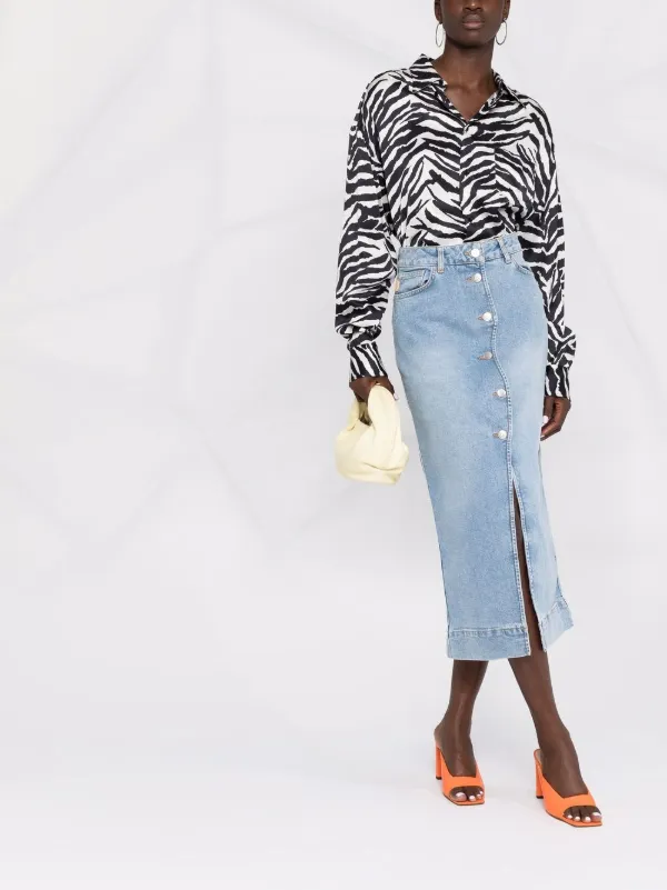 ganni long denim skirt