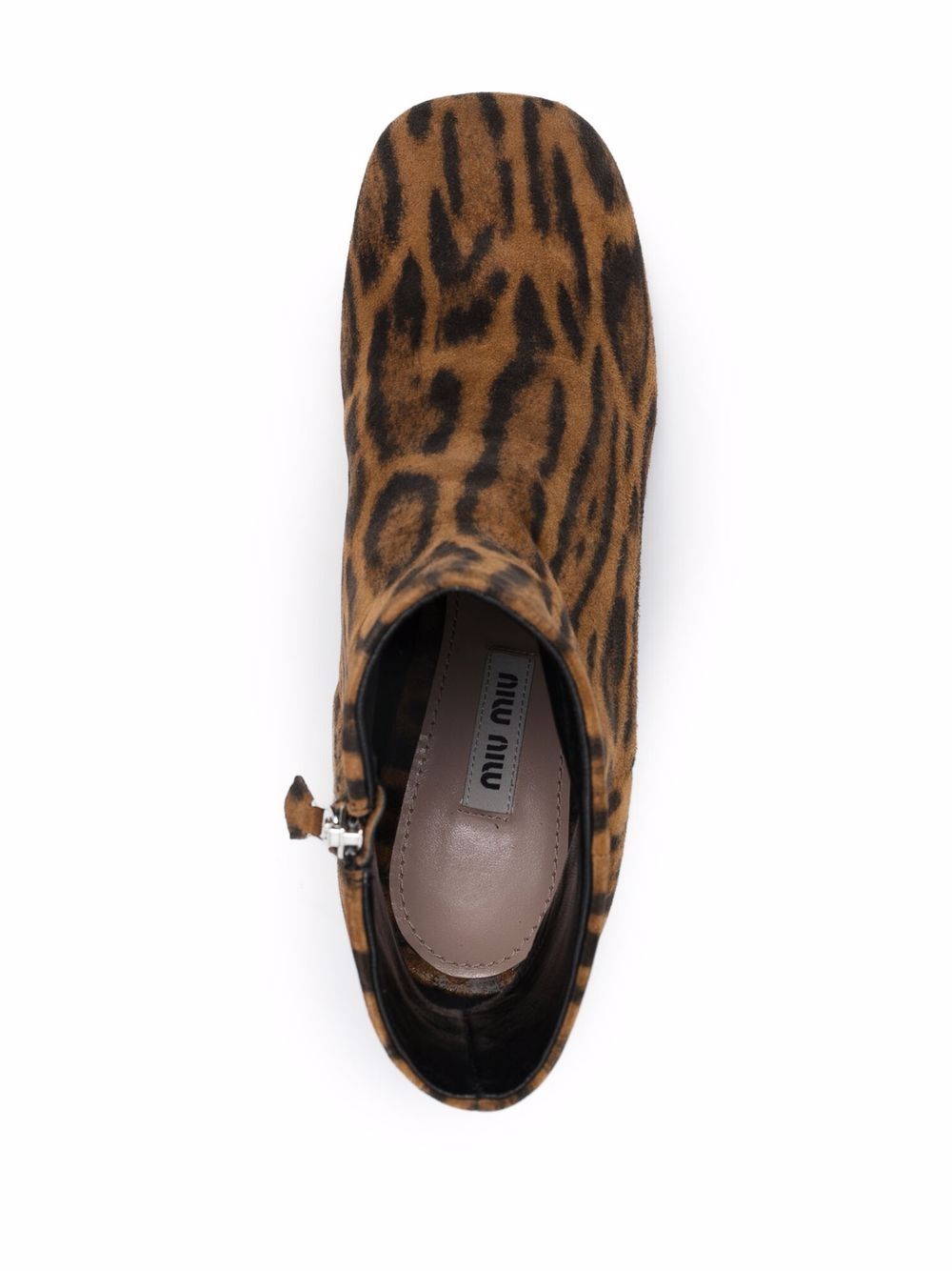 Miu 80mm leopard-print ankle boots Brown