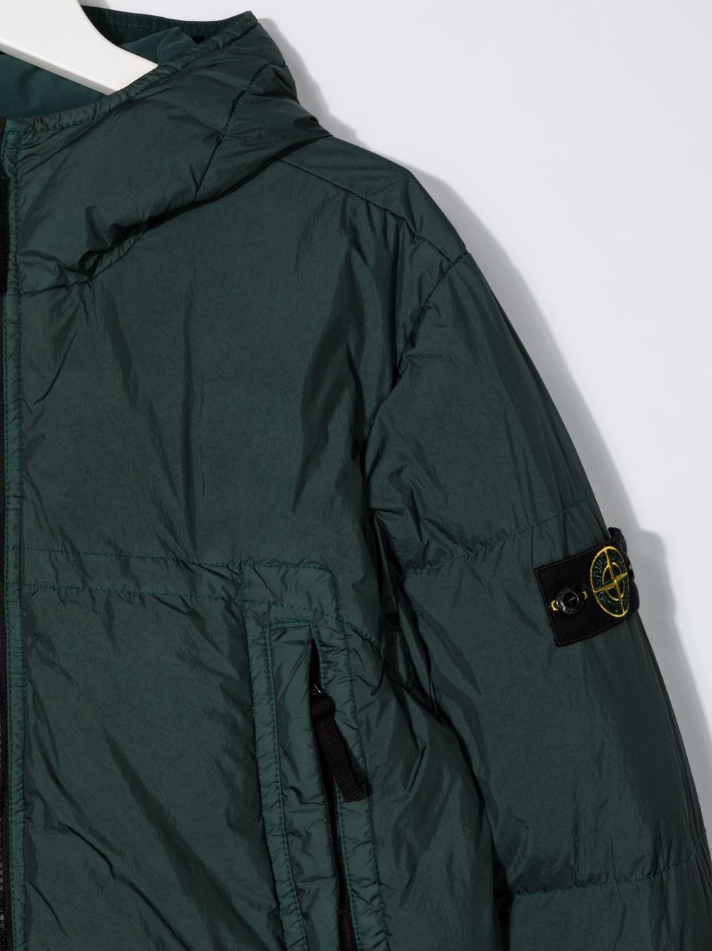 фото Stone island junior пуховик с капюшоном и нашивкой