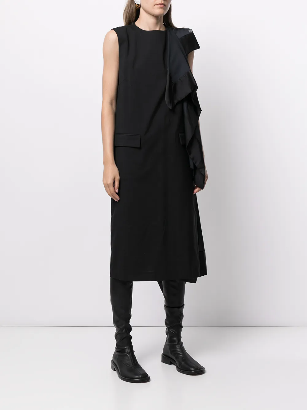 фото Sacai платье-трапеция с шарфом