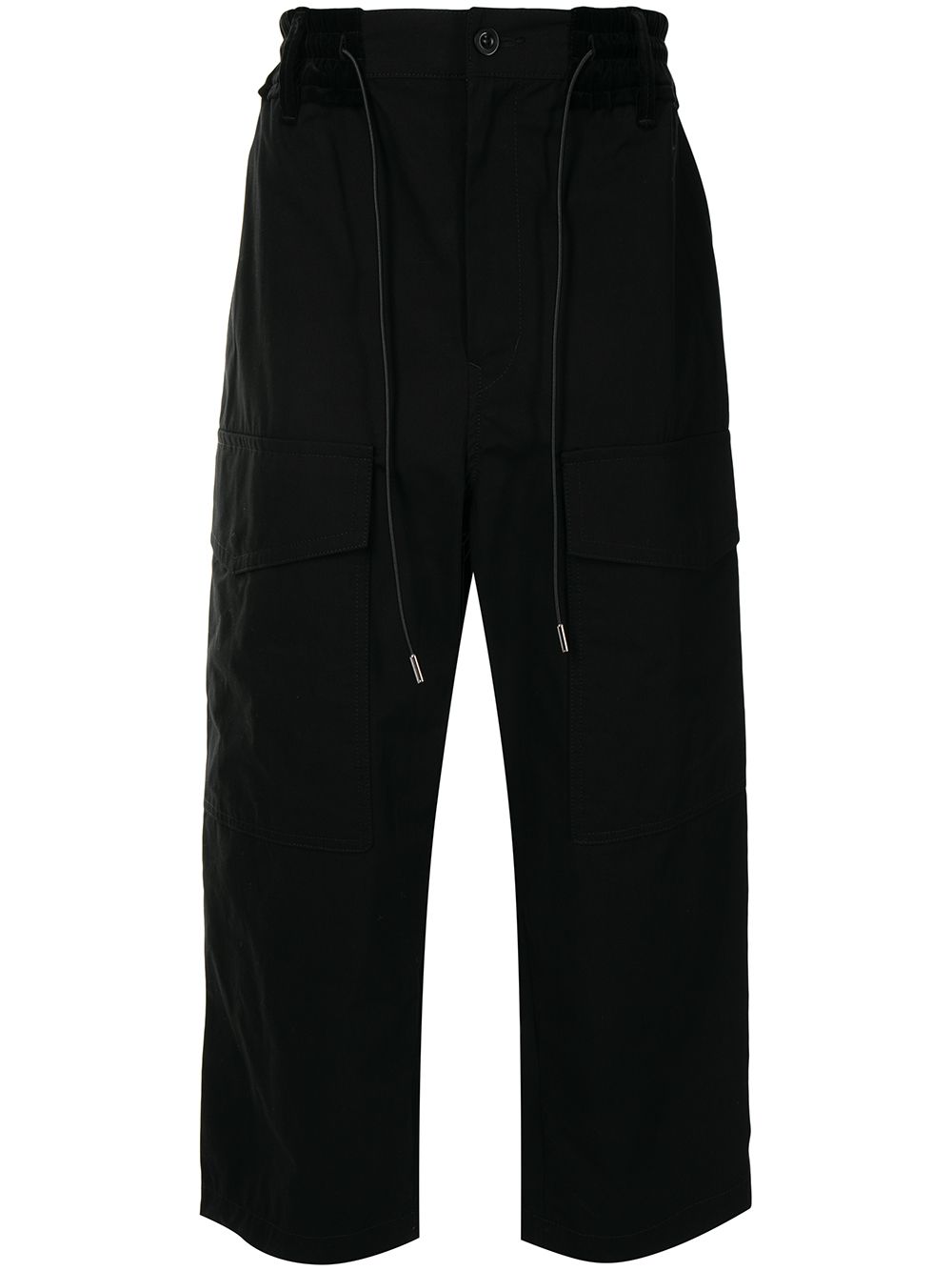 drawstring-waist cotton cropped trousers