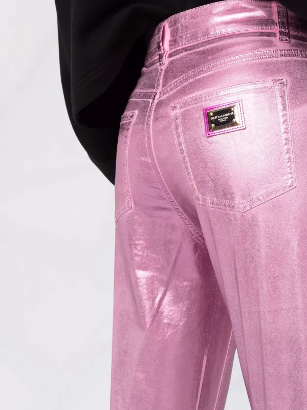 pink metallic jeans