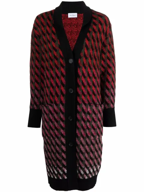 Ferragamo intarsia-knit cardi-coat