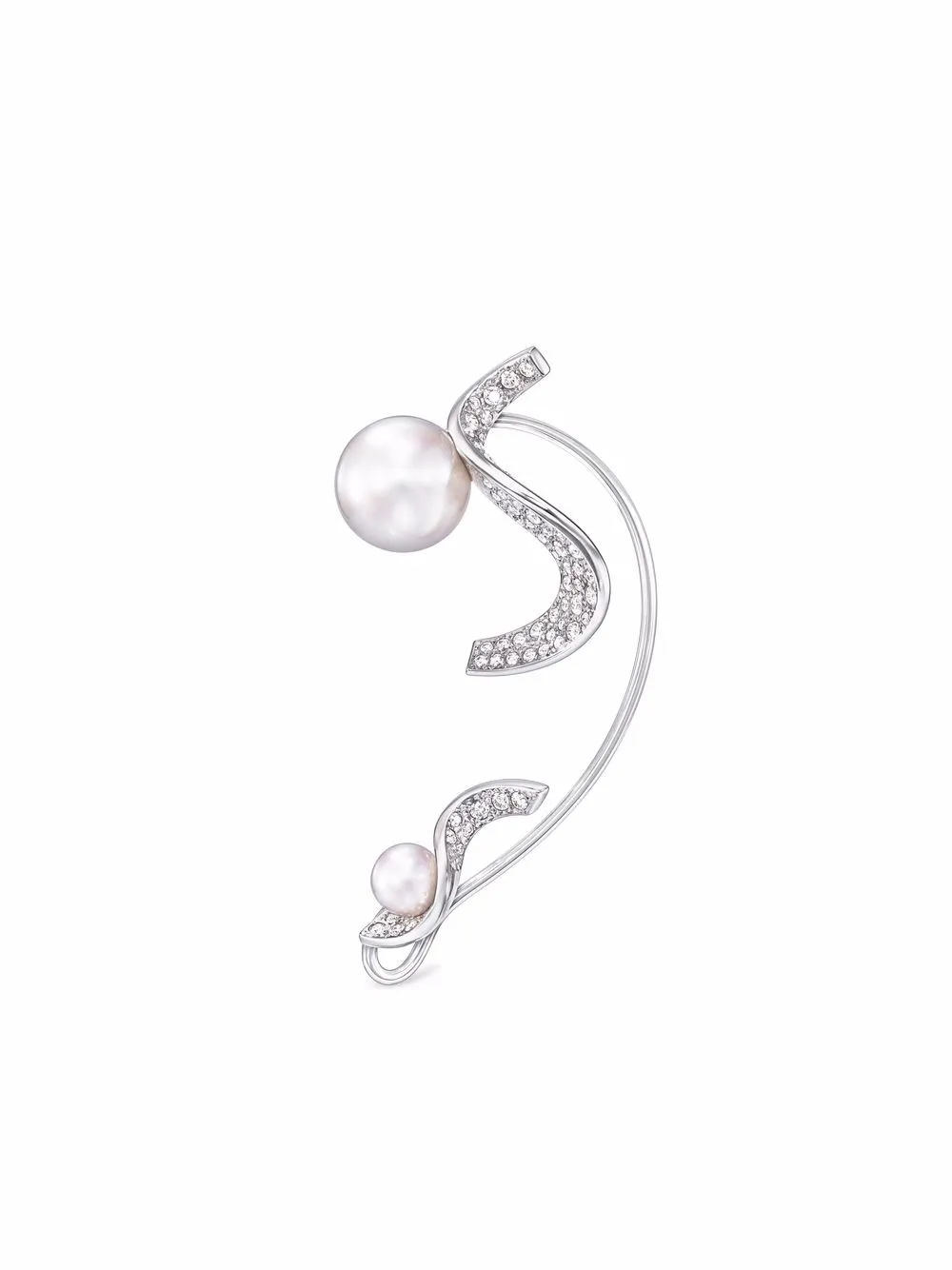 

TASAKI arete Atelier Cascade TASAKI en oro blanco de 18kt con diamantes y perla - Plateado