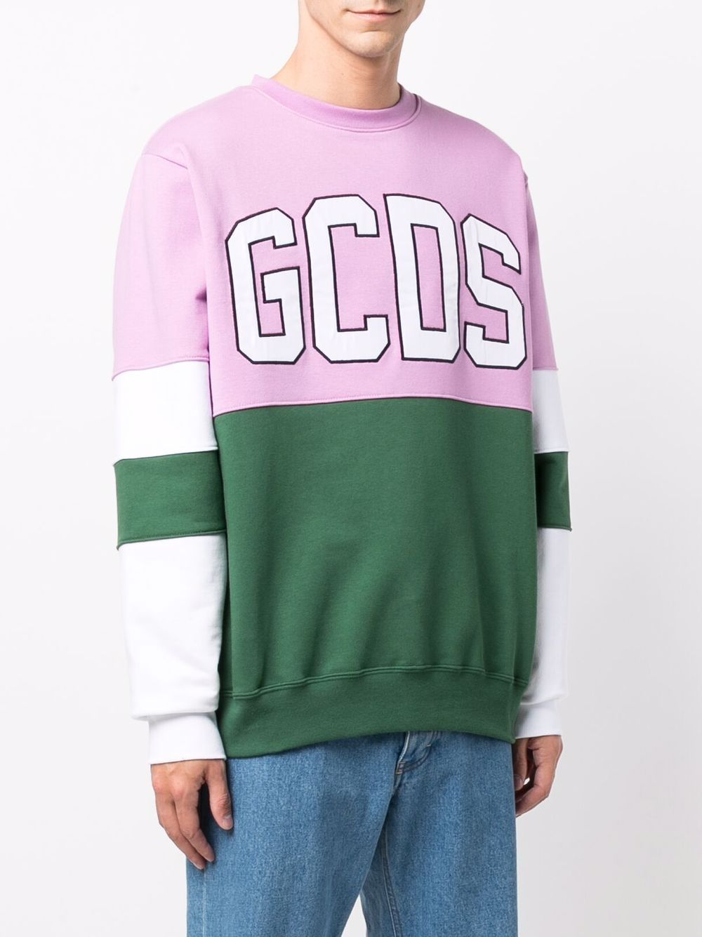 Shop Gcds Colour-block Logo-print Sweatshirt In Grün