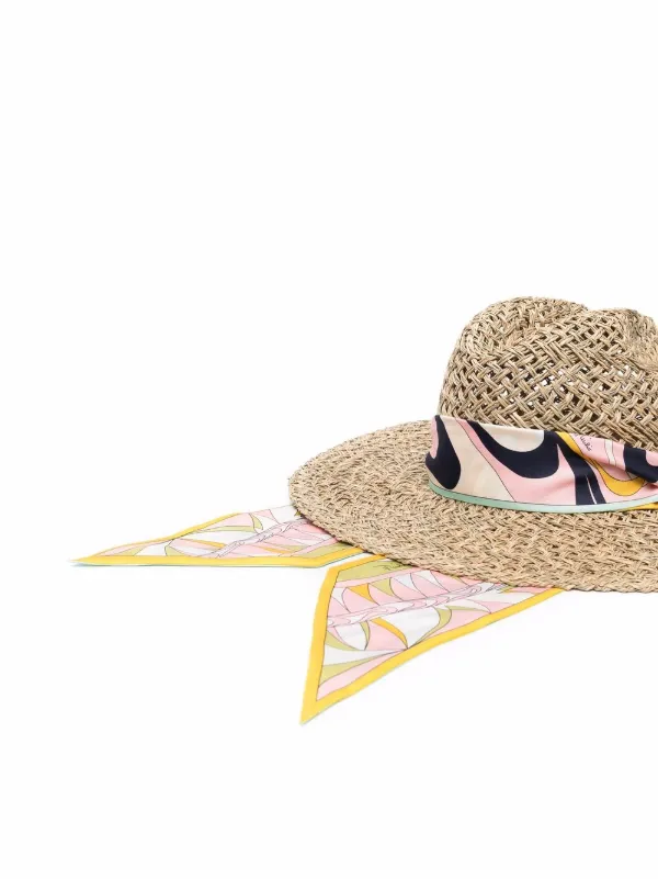 PUCCI wide-brim pattern-stole Straw Hat - Farfetch