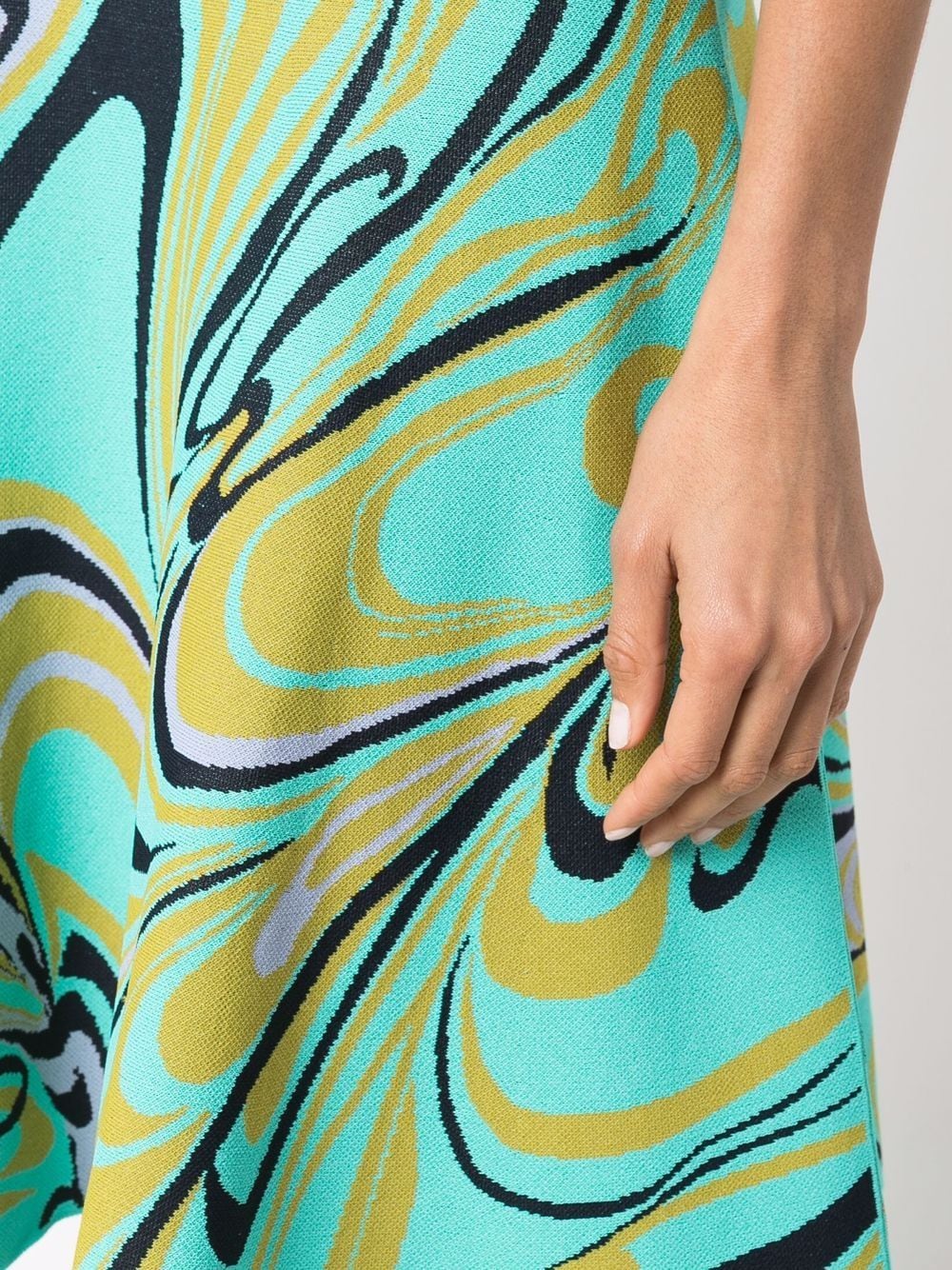Shop Emilio Pucci Onde-print Flared Knit Dress In Green