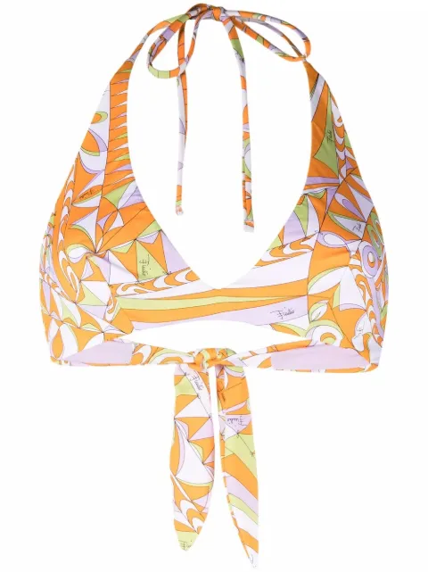 PUCCI Bandierine-print bikini top