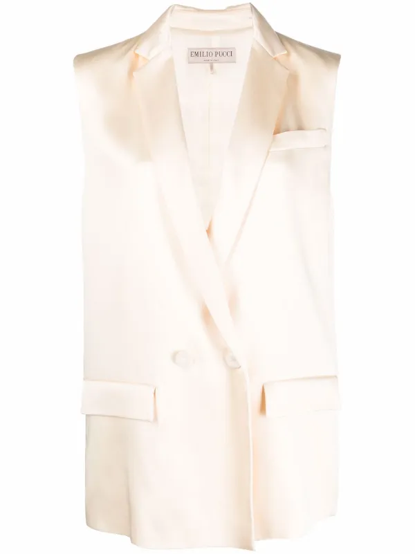 double breasted sleeveless jacket