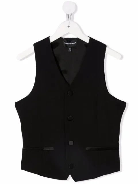 Emporio Armani Kids صديري بصف أزرار وزينة ساتان