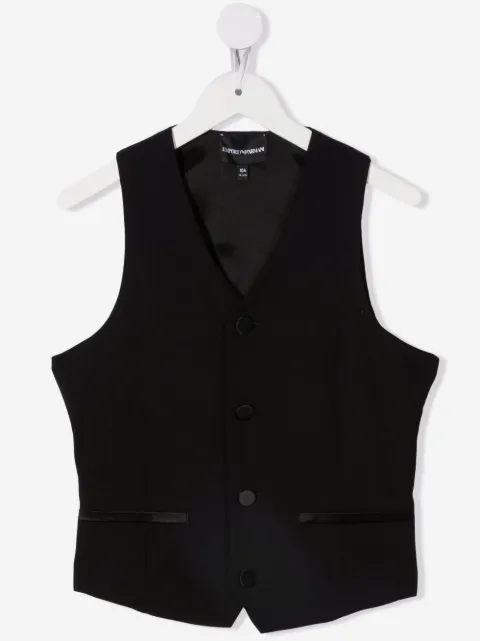 Emporio Armani Kids satin-trim single-breasted waistcoat