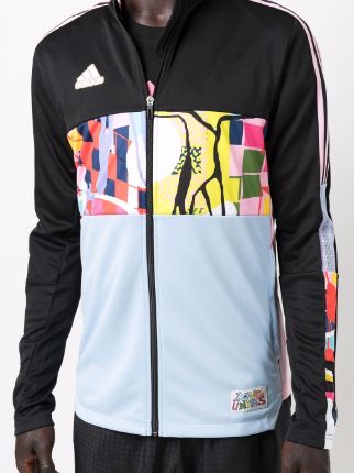 logo-print panelled zip-up sports jacket展示图