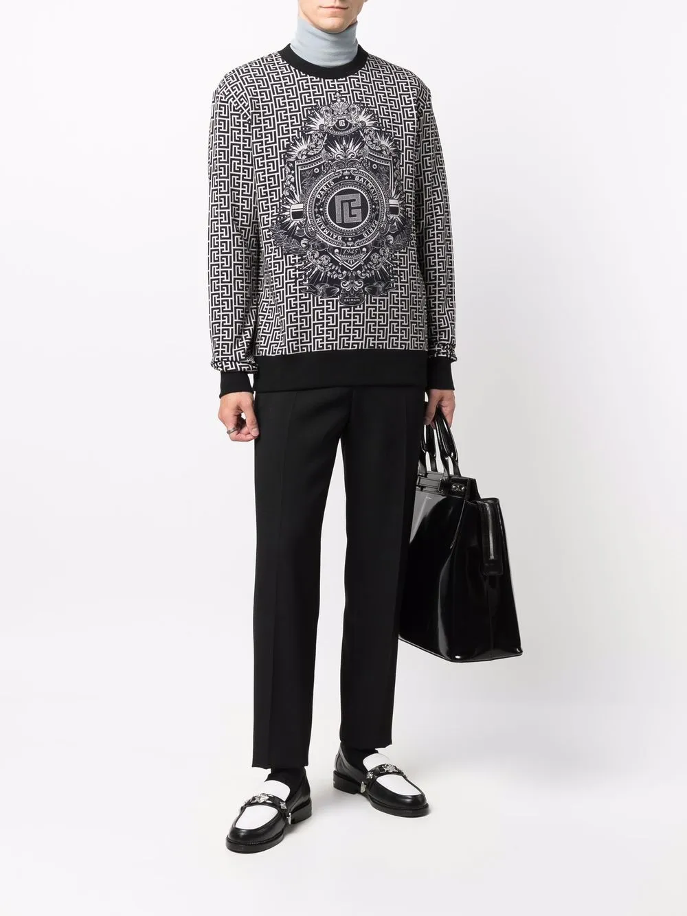 Image 2 of Balmain monogram-print cotton sweatshirt