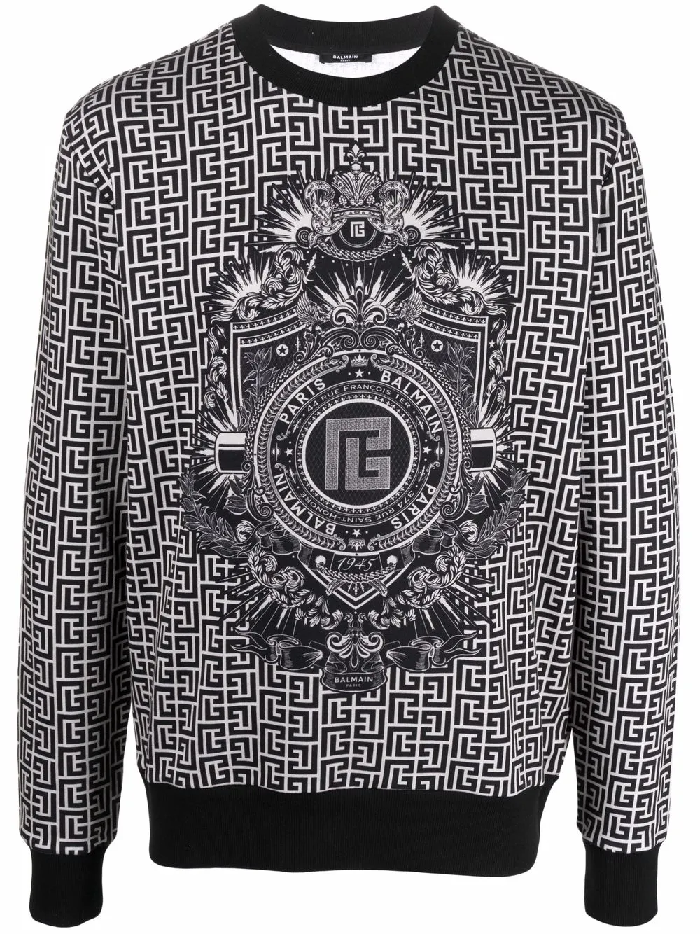 Image 1 of Balmain monogram-print cotton sweatshirt
