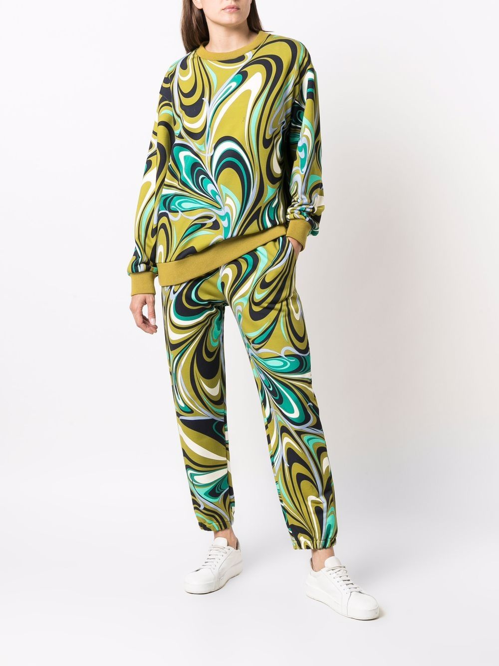 Shop Emilio Pucci Graphic-print Long-sleeve Jumper In 绿色