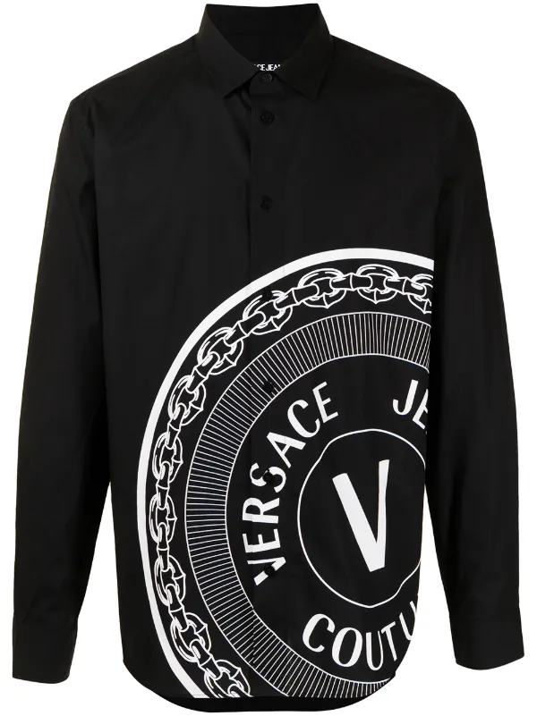 Versace jeans couture long sleeve shirt black clearance