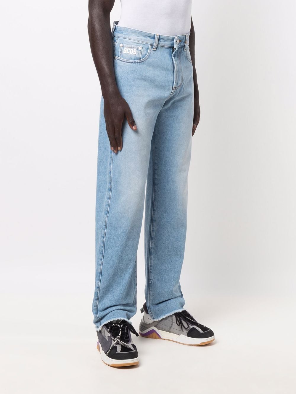 Shop Gcds Light-wash Wide-leg Jeans In Blau