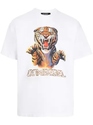 DOMREBEL Distressed Tiger logo-print T 