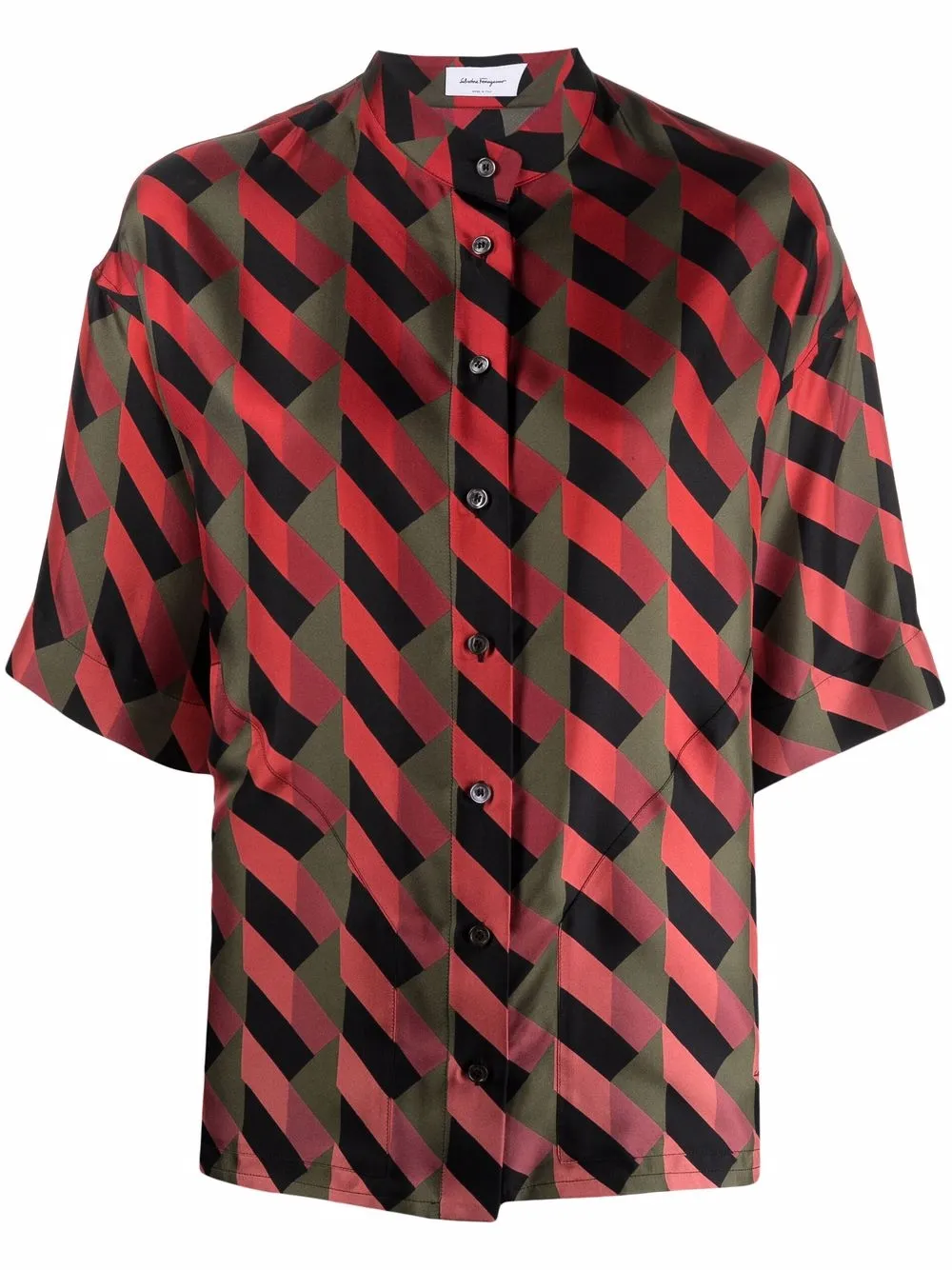 

Salvatore Ferragamo camisa con estampado geométrico - Rojo