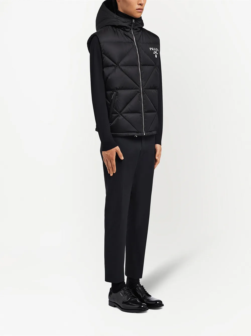 Prada Re-nylon Utility Gilet In Black