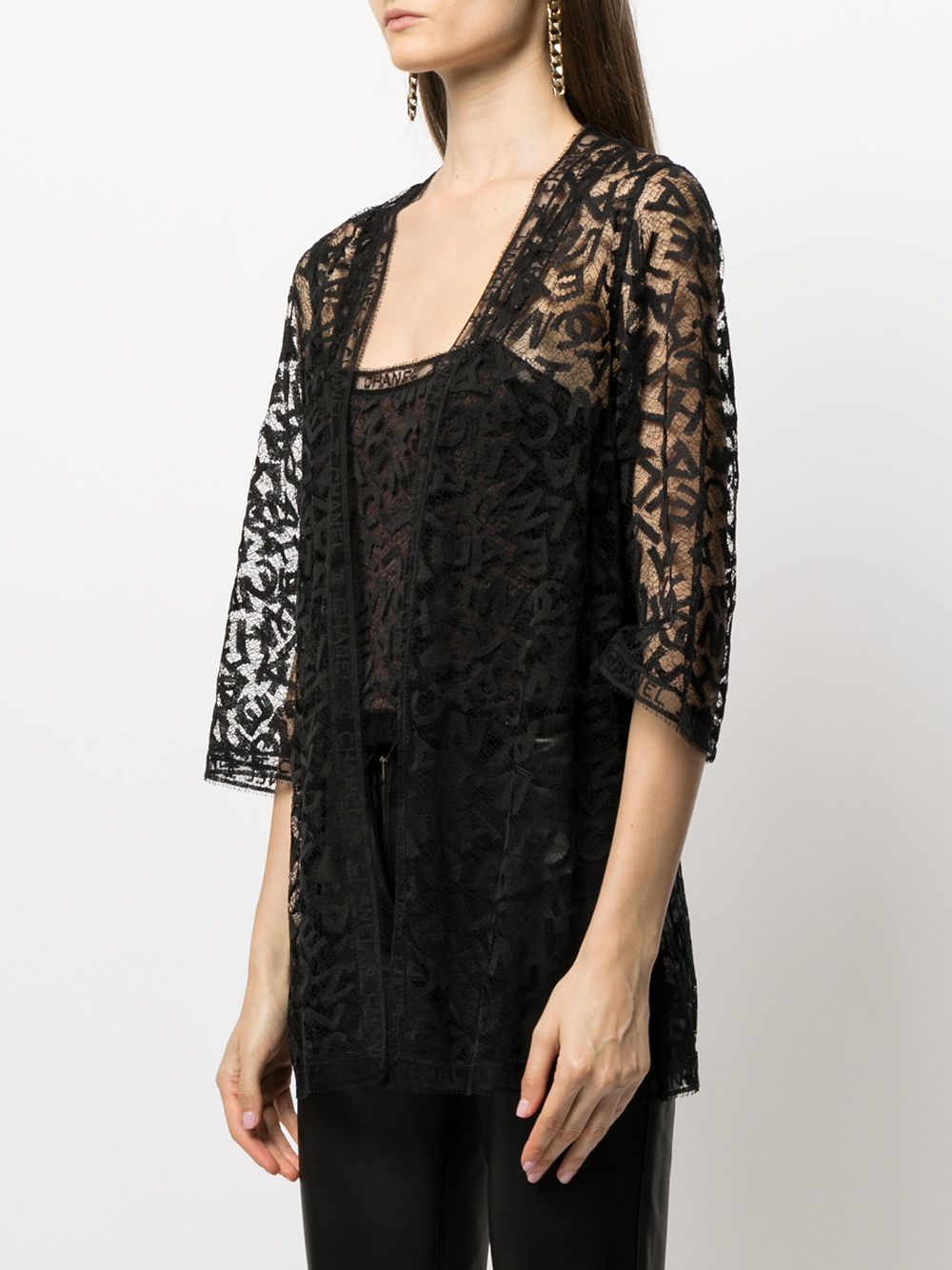 CHANEL 1998 logo-print lace vest set Women