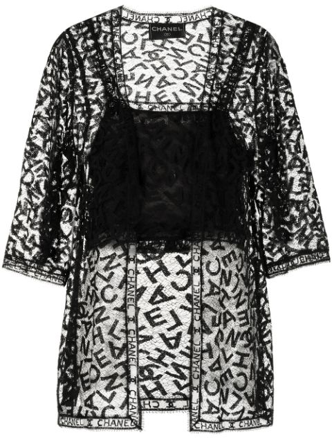 CHANEL 1998 logo-print lace vest set Women