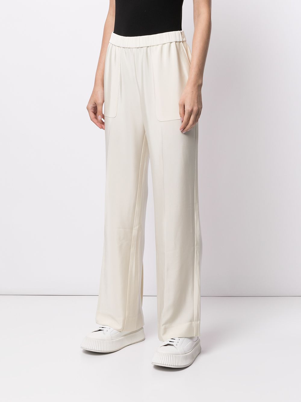 Shop Goodious Split-cuff Straight-leg Trousers In Weiss