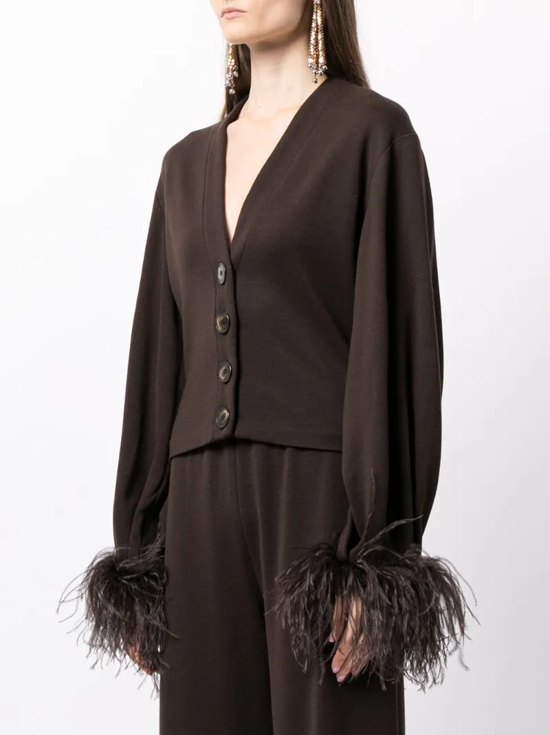 cardigan with feather trim