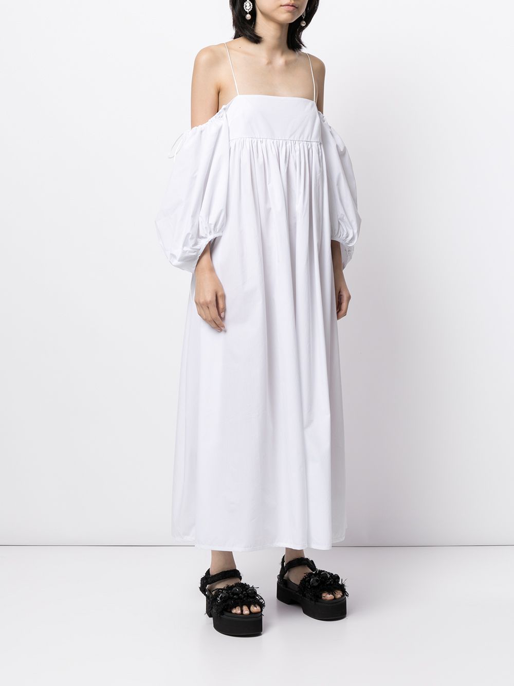 Women's Holly Puff-sleeve Cotton Off-the-shoulder Maxi Dress In White