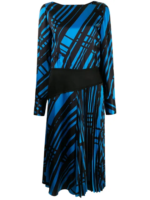 by fang 条纹伞形连衣裙