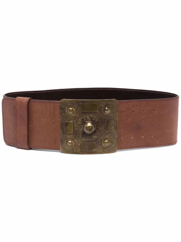 Gianfranco Ferré Pre-owned 2006 Studded Buckle Leather Belt in Brown