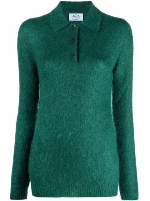 Prada knitted mohair polo shirt