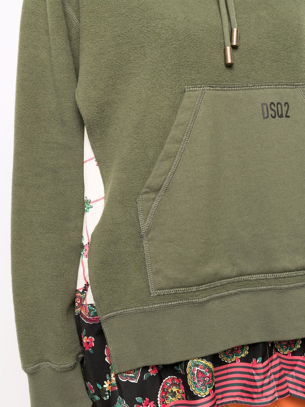 Shop Dsquared2 Panelled Pullover Logo-print Hoodie In Green
