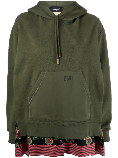 DSQUARED2 panelled pullover logo-print hoodie