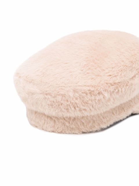 faux-fur baker boy hat