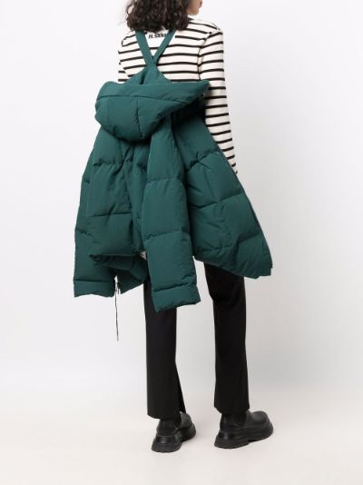 Jil Sander + oversize hooded down jacket green | MODES