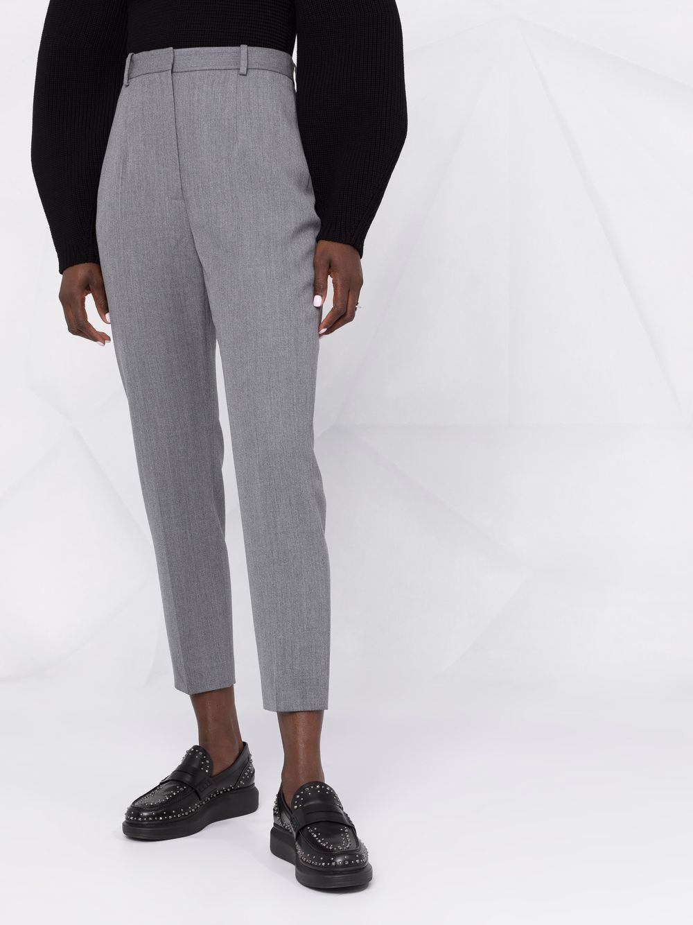 Shop Alexander Mcqueen Cropped High-waisted Trousers In Grey