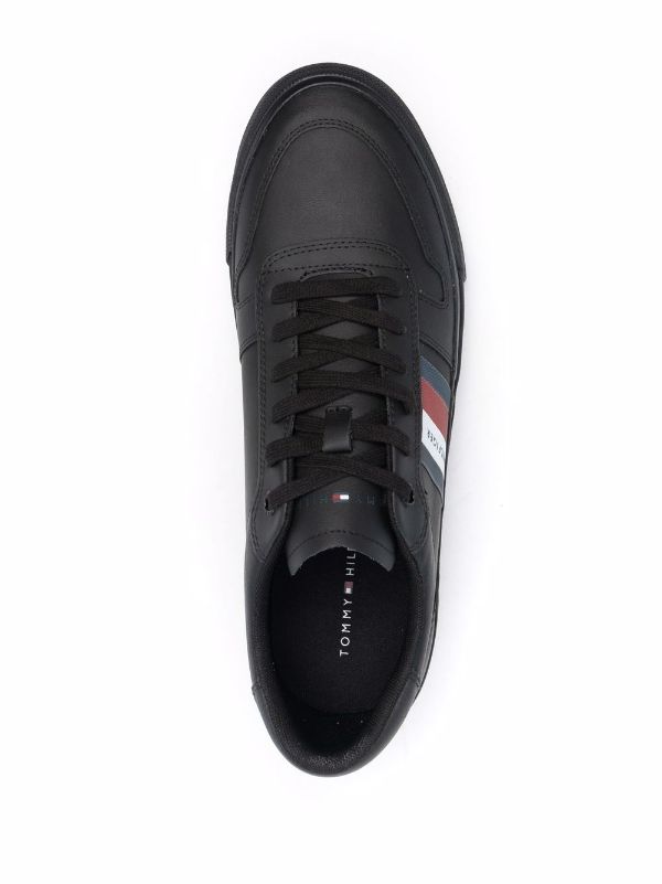 signature tape leather trainers