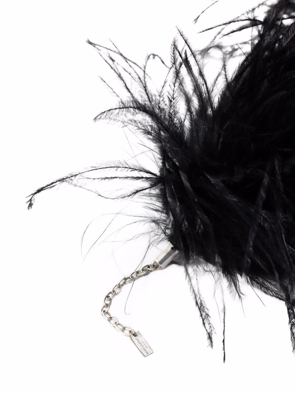 Shop Saint Laurent Feather-embellished Necklace In Schwarz