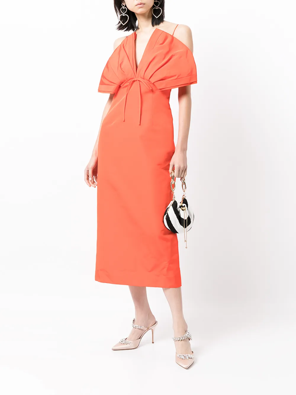 Image 2 of Carolina Herrera bow detail midi dress