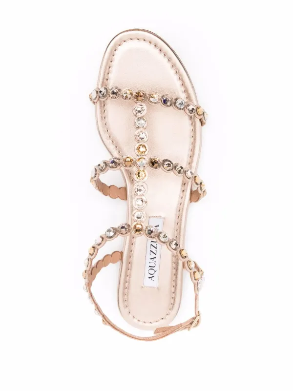 Aquazzura Tequila Flat Sandals Gold FARFETCH ID