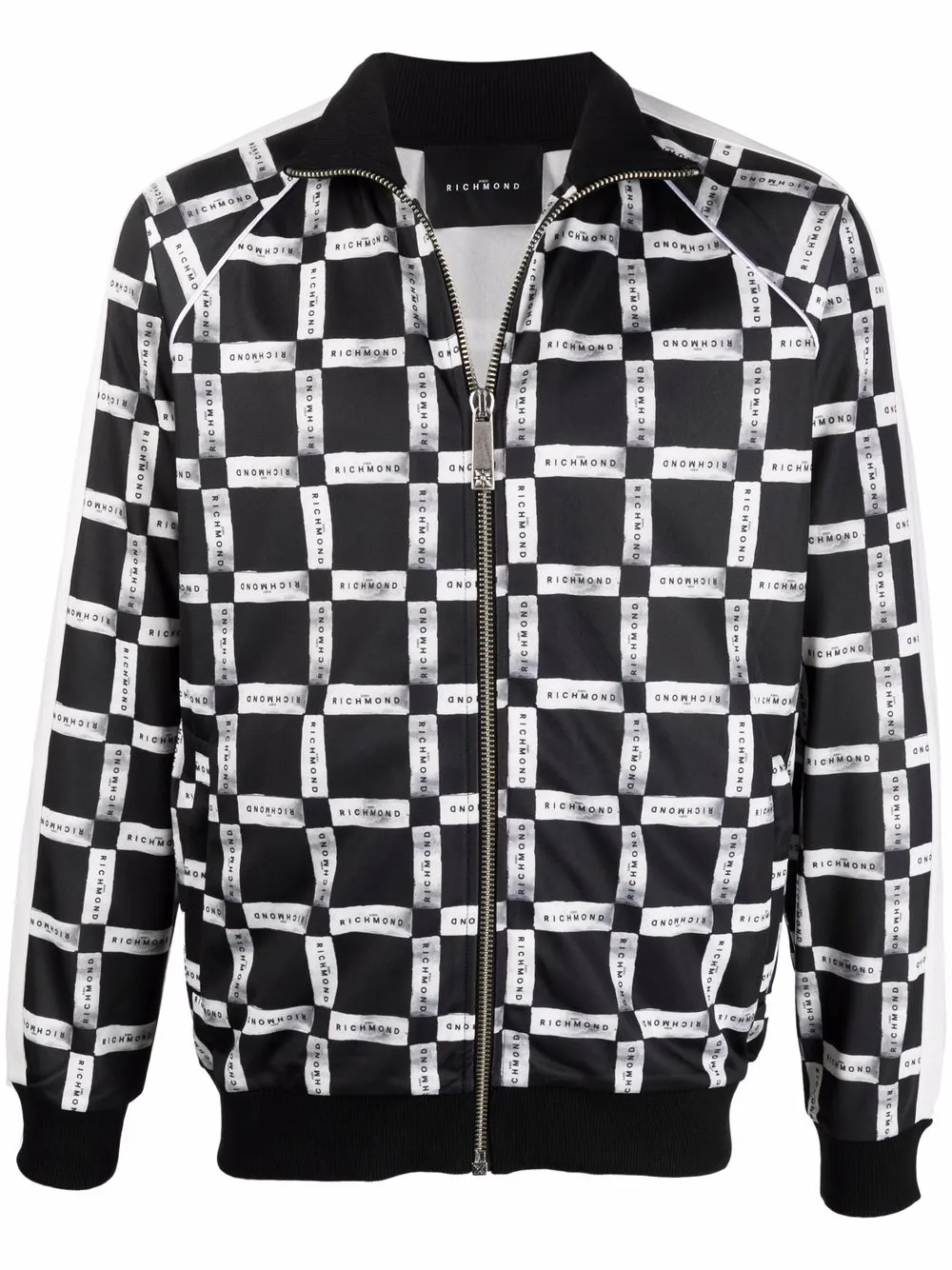 

John Richmond chamarra bomber con estampado de cuadros - Negro
