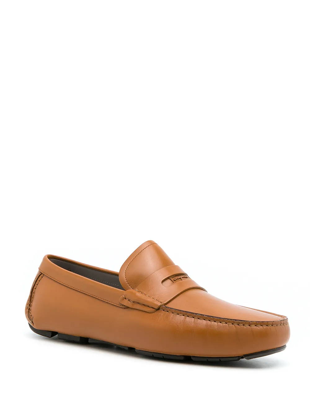 Ferragamo leather penny driving loafers Brown