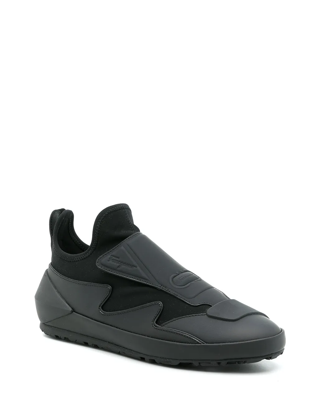 Ferragamo leather sock style sneakers Black