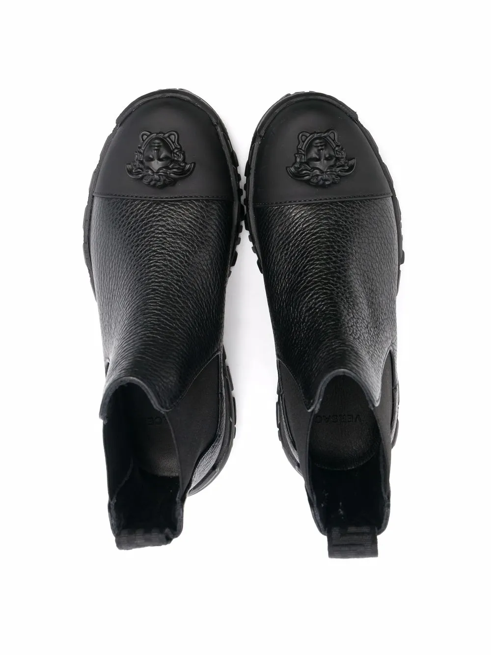 Versace Black Boots With Medusa Application Kids In Black
