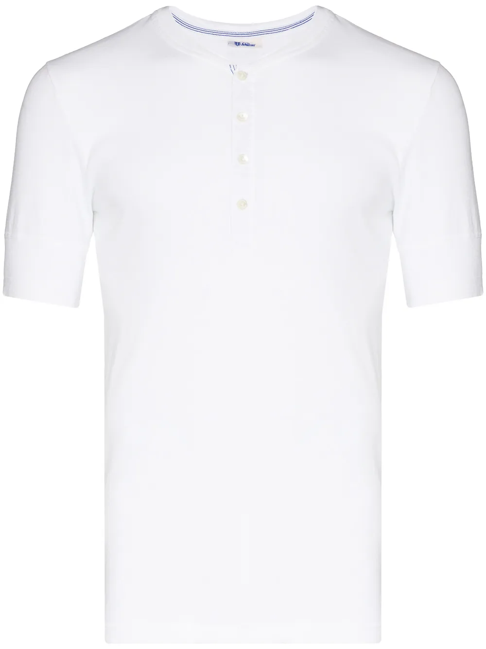 Schiesser SCHI HENLEY BTN SS TEE WHT